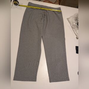 Grey knit pants with accented front seam